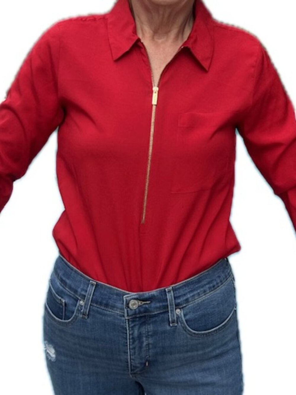 Women’s Red Med Tunic long Sleeve tab 3/4 Sleeve #2107